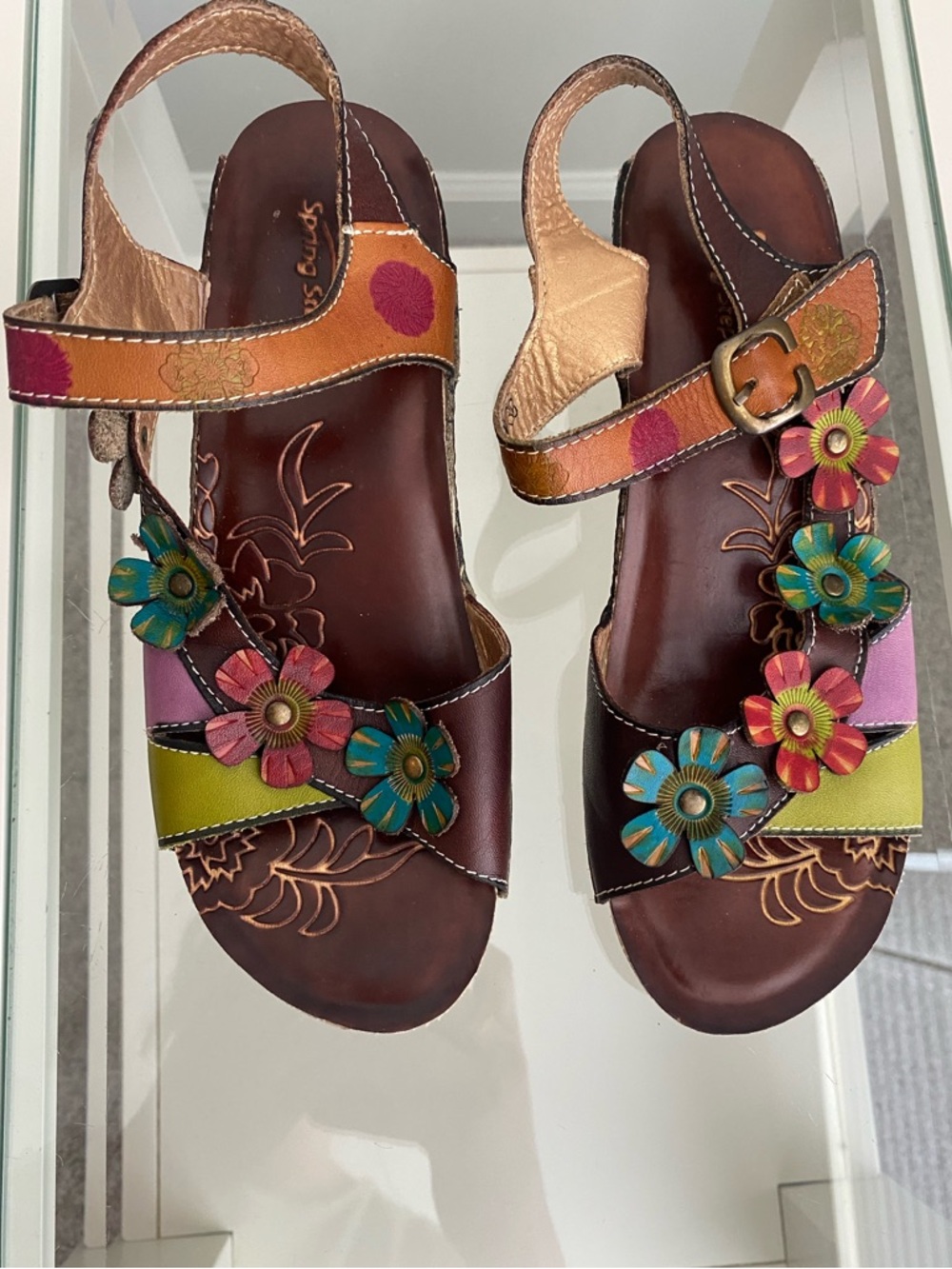 Spring Step Women’s Multicolor Floral Leather Sandals